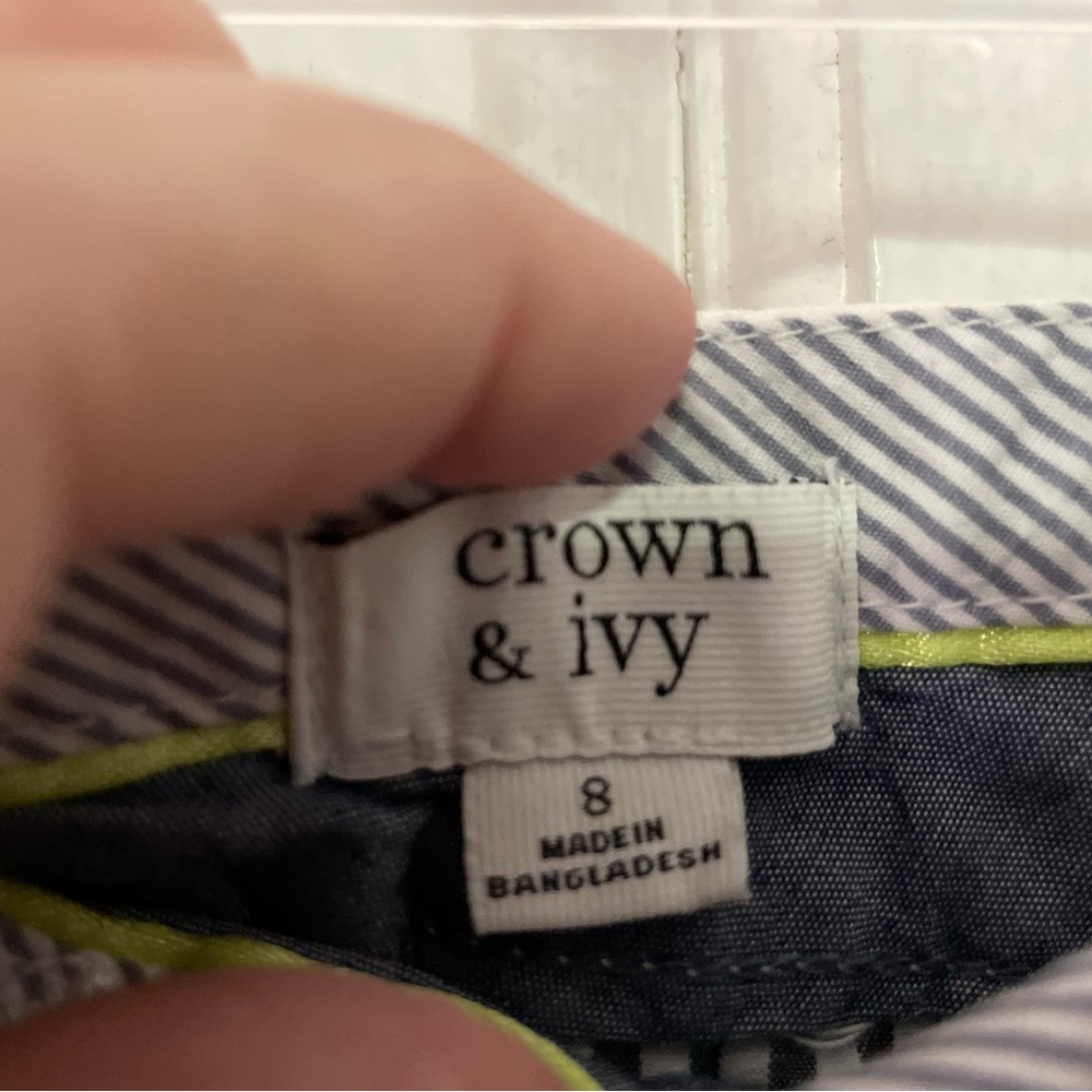 Crown & Ivy Black and White Striped Women Shorts - Picture 2 of 3